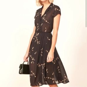 REFORMATION Black Floral Dress | S-M